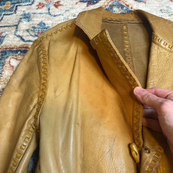Vintage 1920s Gita Leather MFG Cow Hide Leather Jacket Small - Picture 5 of 12